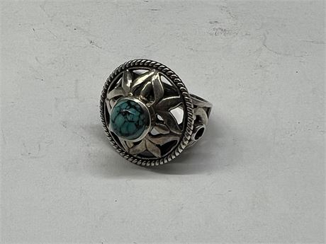 925 SILVER TURQUOISE RING SIZE 7.5