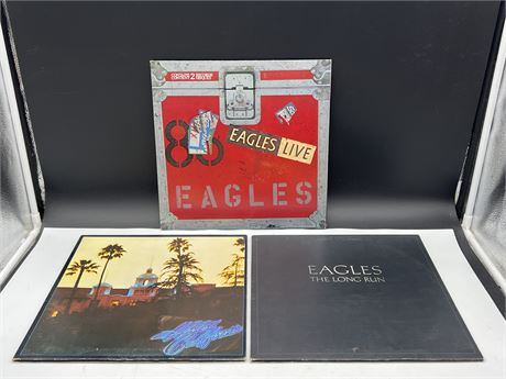 3 EAGLES RECORDS - VG (SLIGHTLY SCRATCHED)