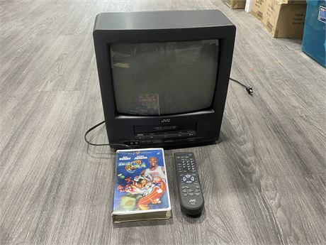 JVC CRT TV/VCR COMBO WORKS WITH SPACE JAM & REMOTE