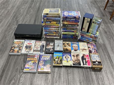 TOSHIBA VHS PLAYER & 50 + VHS’ (6 sealed)