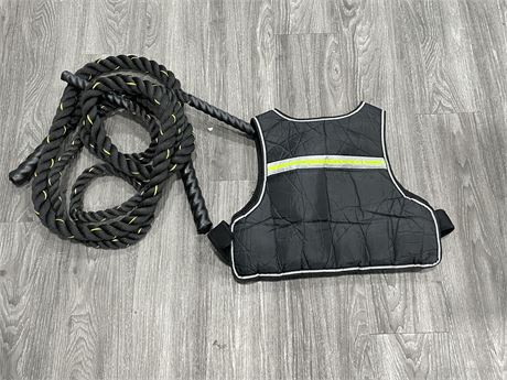 SPORTLINE WEIGHTED VEST & 2 FITNESS ROPES