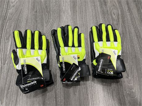 3 NEW PAIRS OF STOUT HEAVY DUTY GLOVES - SIZE LARGE
