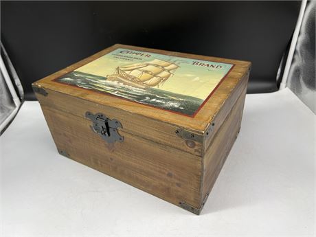 HAND PAINTED CLIPPER BRAND WOODEN BOX - 14”x7”x10”
