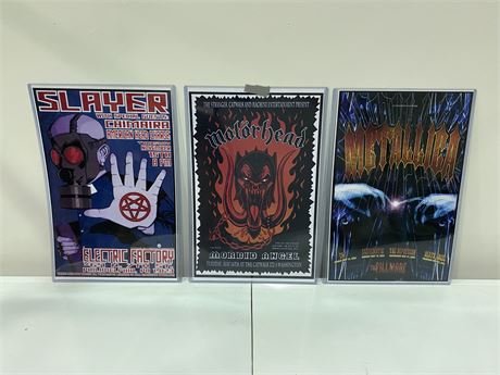 3 BAND POSTERS IN SLEEVES (17.5”X11.5”)