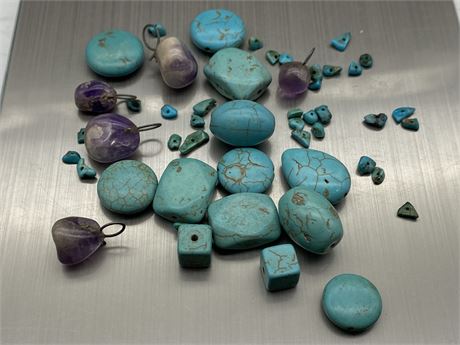 LOT OF TURQUOISE AMETHYST BEADS
