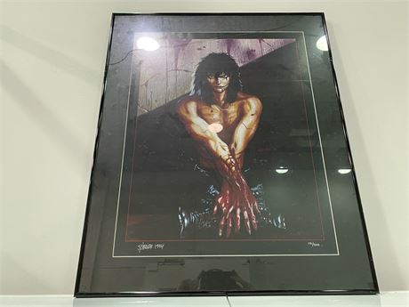 LIMITED EDITION “THE CROW” ART BY JAMES O’BARR (32.5”x27”/cracked glass)