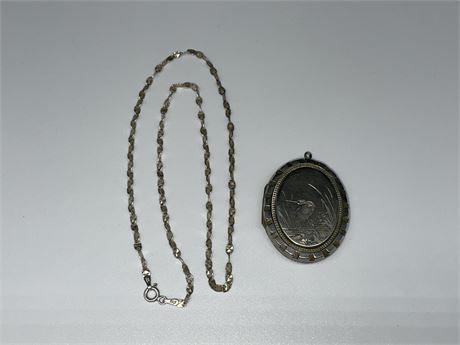 STERLING NECKLACE / CAMEO - (CAMEO IS UNMARKED)