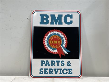 VINTAGE BMC PARTS & SERVICE METAL SIGN - 24”x18”