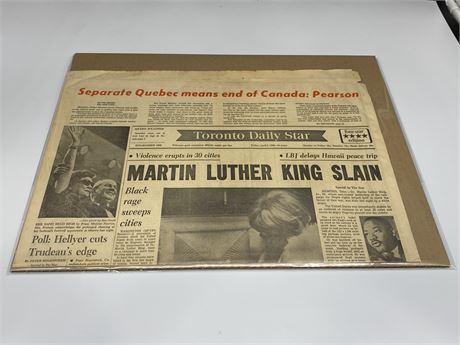 ORIGINAL MARTIN LUTHER KING ASSASSINATION NEWSPAPER
