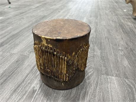 EARLY HAND DRUM - 7” DIAM 8” TALL
