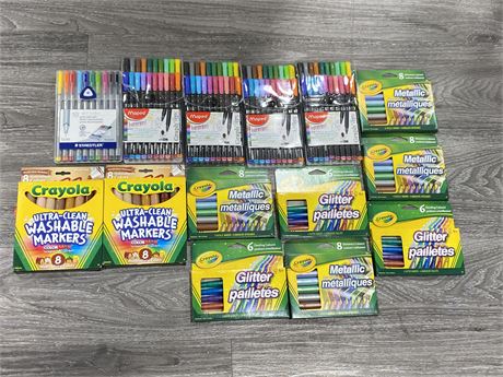 14 PACKAGES OF COLOURED MARKERS (NEW)