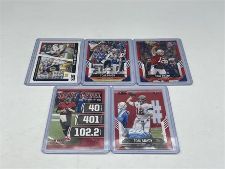 5 TOM BRADY PANINI SCORE FOOTBALL CARDS - 4 RED PARALLELS
