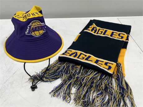LAKERS BUCKET HAT & EAGLES SCARF