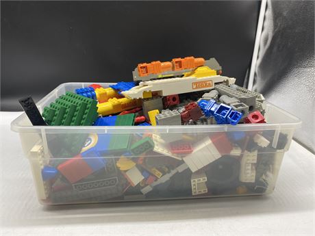 BIN OF BTR LEGO PEICES 16”x11”x6”