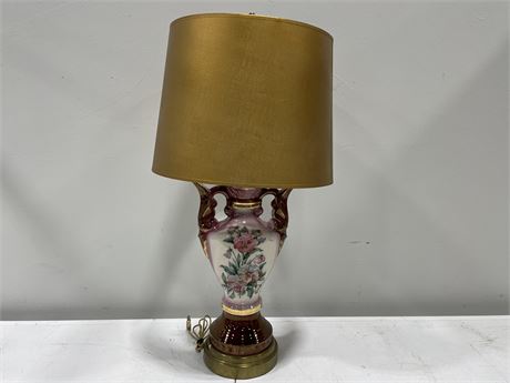 RETRO 1950’S BURGUNDY WORKING LAMP (28” TALL)