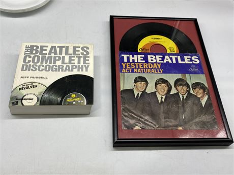 BEATLES FRAMED 45 RPM RECORD & BOOK