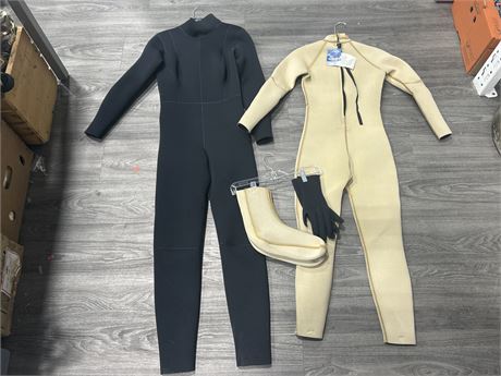 HIS & HERS WETSUITS - MENS SIZE L - WOMENS SIZE 4