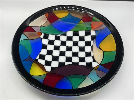 HIGHLY COLOURFUL GLASS BOWL CENTREPIECE 16”