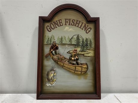 3D WOODEN GONE FISHING SIGN (27”X17”)
