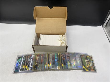 ASSORTED FOOTBALL CARDS INCL: 1991 UPPER DECK CARDS IN BOX & 24 CARDS IN HOLDERS