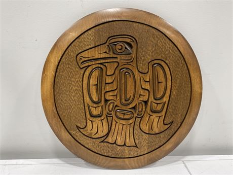 FINELY CARVED BEAUTIFUL LARGE NATIVE PLAQUE (16”)