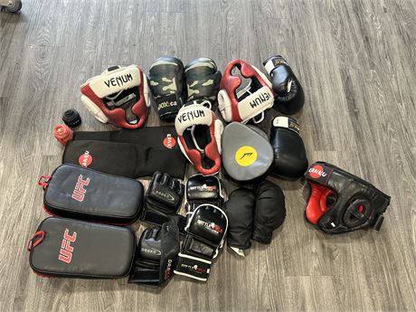 MMA BUNDLE - 4 PAIRS GLOVES, HELMETS, PADS & ECT