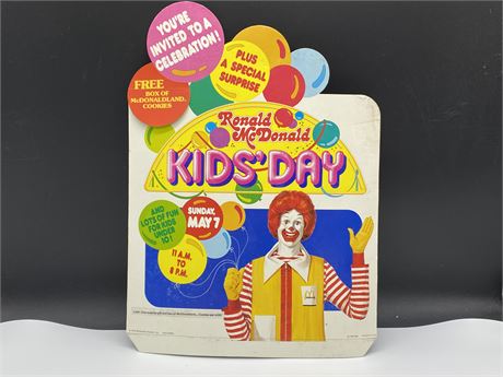1978 MCDONALD’S KIDS ADVERTISING SIGN (14”X19”)