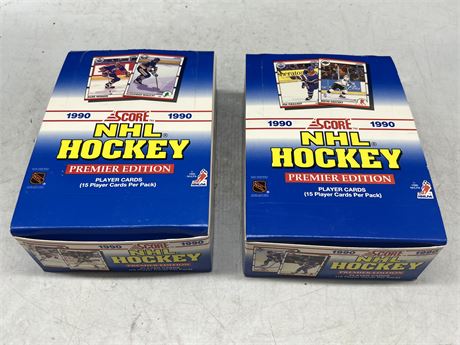 2 NEW 1990 SCORE PACK BOXES
