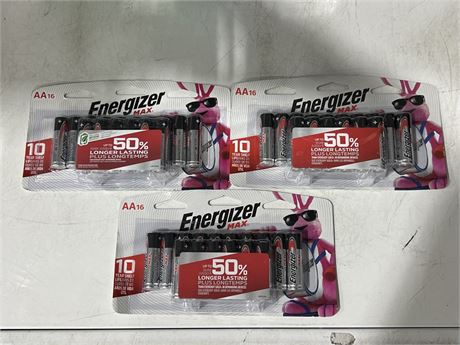 3 NEW PACKS OF AA16 ENERGIZER BATTERIES