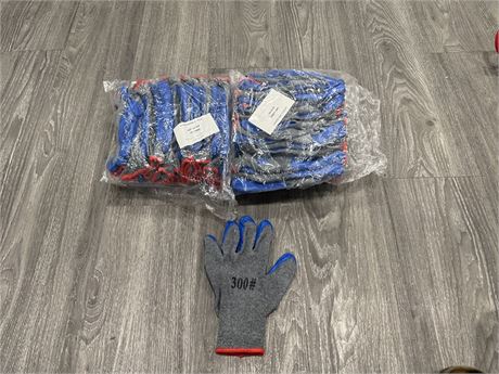 20 PAIRS OF LATEX WORK GLOVES SIZE L