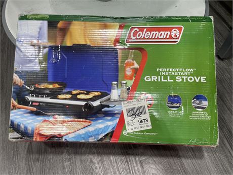 COLEMAN PERFECT FLOW INSTA-START GRILL STOVE IN BOX