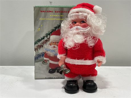 VINTAGE BATTERY OPERATED SANTA IN BOX (9” TALL)
