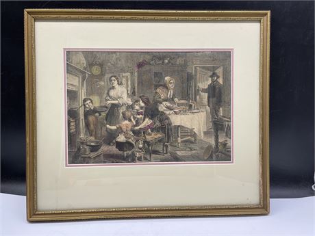 EARLY FRAMED ETCHING 19”x17”