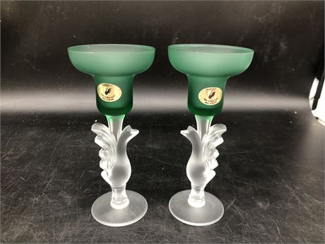 VINTAGE HANDMADE GUS KHRUSTALNY CANDLE HOLDERS (made in Russia)