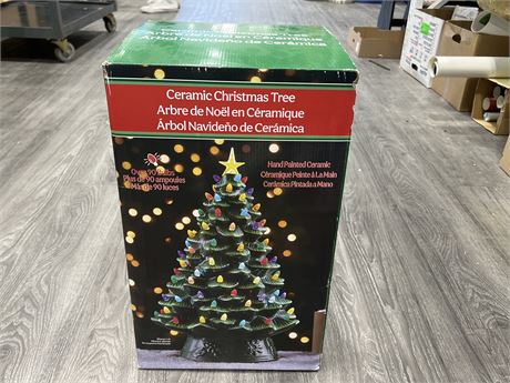 NEW HAND PAINTED LARGE CERAMIC CHRISTMAS TREE - BOX IS 20” TALL