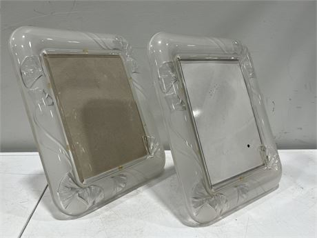 2 LARGE LALIQUE STYLE GLASS PHOTO FRAMES (14.5”x12”)