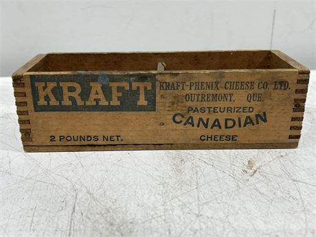 VINTAGE WOODEN KRAFT CHEESE BOX FROM OUTREMONT, QUEBEC