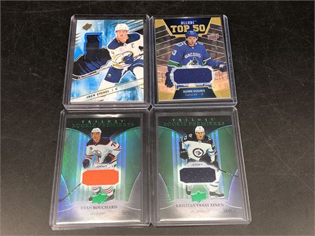 4 MISC NHL JERSEY CARDS