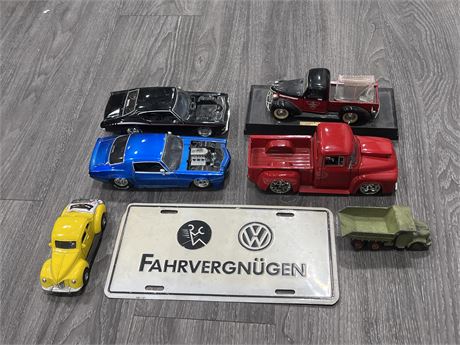 DIECAST CARS / TRUCKS 1:24 SCALE AND SMALLER + VW PLATE