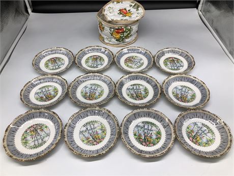 12 ROYALE ALBERT SAUCERS WITH CASE