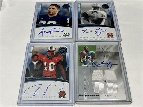 4 FOOTBALL AUTO CARDS INCLUDING 1 JERSEY / AUTO CARD