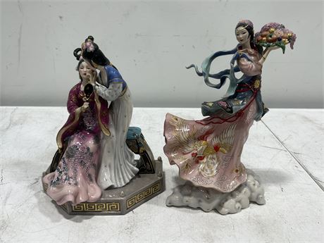 2 LIMITED EDITION CAROLINE YOUNG PORCELAIN FIGURES - 1 HAS DAMAGE (11” tall)