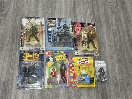 7 NEW IN PACK FIGURES - FRIDAY THE 13th, SPAWN, SIMPSONS & ECT