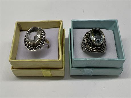 2 STERLING RINGS W/STONES - SIZE 6.25 / 7