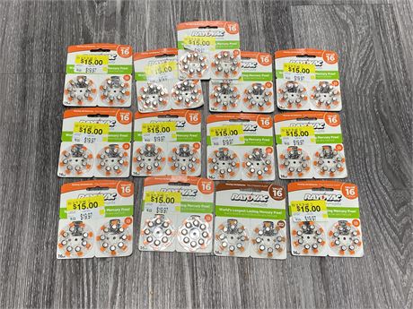 13 PACKS OF NEW HEARING AID BATTERIES