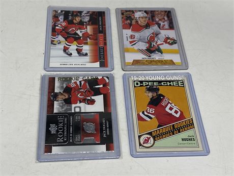 4 JACK HUGHES CARDS - INCLUDES ROOKIES