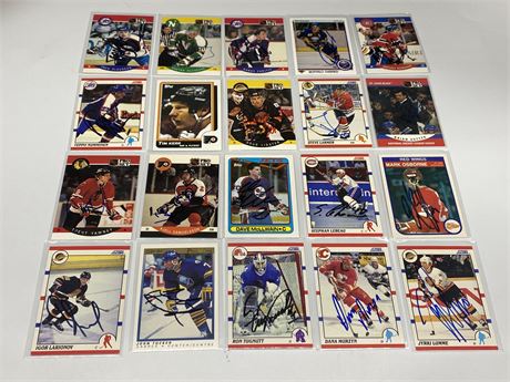 20 NHL AUTOGRAPHED CARDS (Mostly 90s)