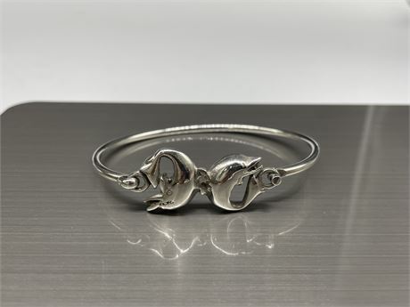 STERLING SILVER DOLPHINS BANGLE