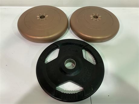 3 WEIGHT LIFTING PLATES (25lb each)