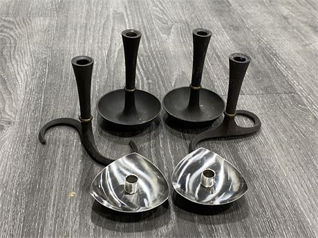 3 SETS OF DANISH MCM CANDLE HOLDERS (LARGEST 5”)